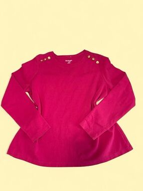 Kim Rogers Hot Pink Long-Sleeve Top with Gold Shoulder Buttons